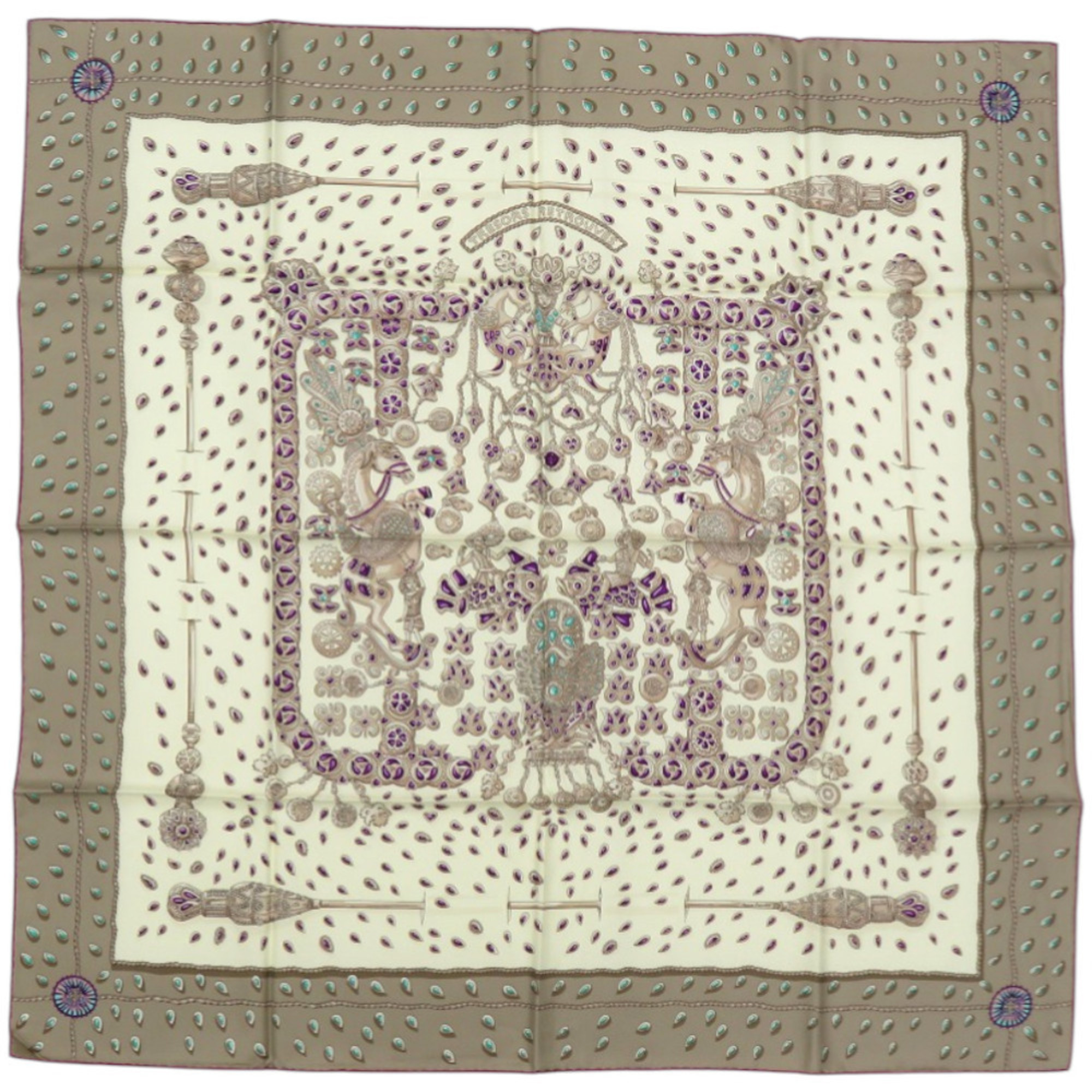 Hermes Authentic Gray Silk Scarf Hermes Authentic Gray Silk Scarf
